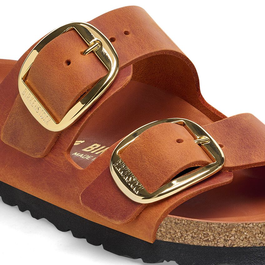 Arizona Big Buckle Oiled Leather Sandals Burnt Orange Regular Fit