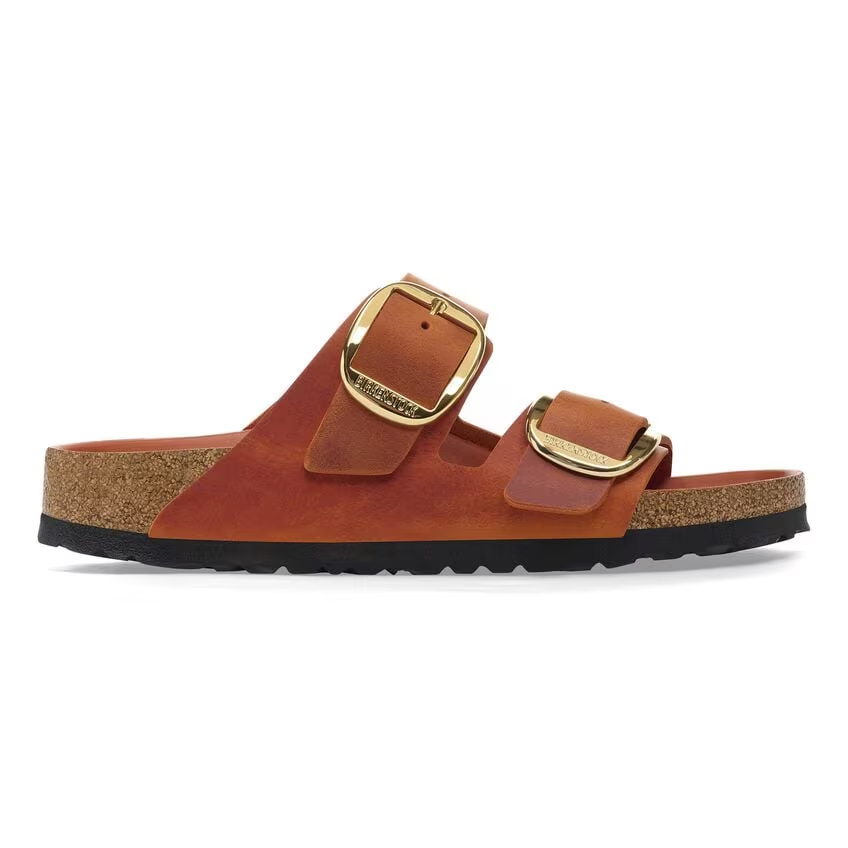 Arizona Big Buckle Oiled Leather Sandals Burnt Orange Regular Fit