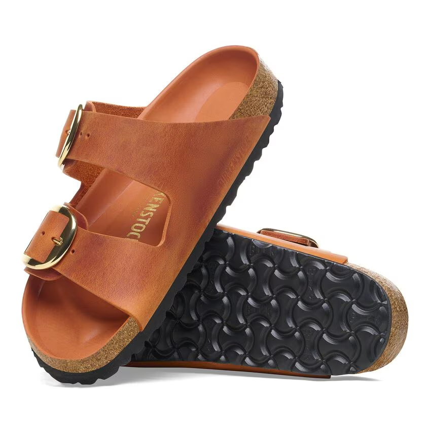 Arizona Big Buckle Oiled Leather Sandals Burnt Orange Regular Fit