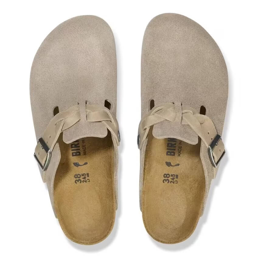 Birkenstock Seasonal Boston Braided Narrow Fit Suede/Oiled Leather Taupe