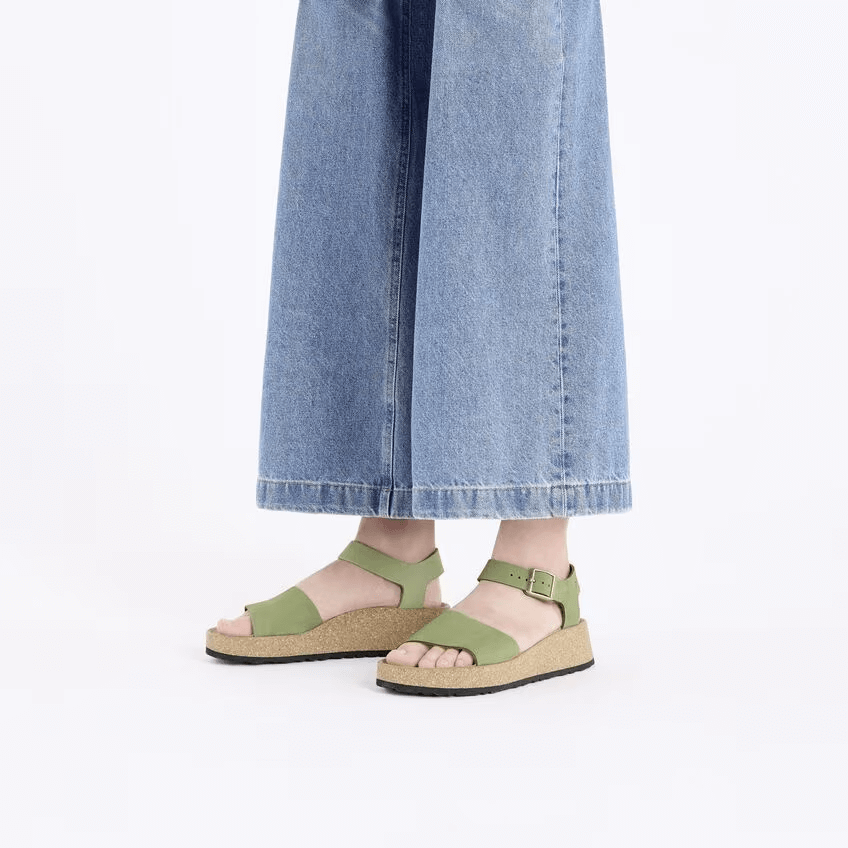 Glenda Nubuck Leather Narrow Fit Green Tea