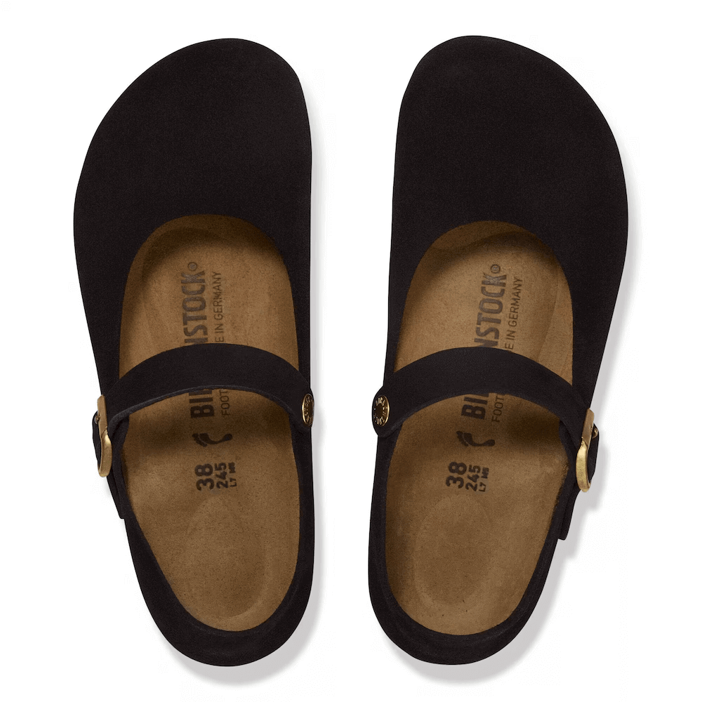 Birkenstock Shoes Mantova Suede Leather Narrow Fit Black