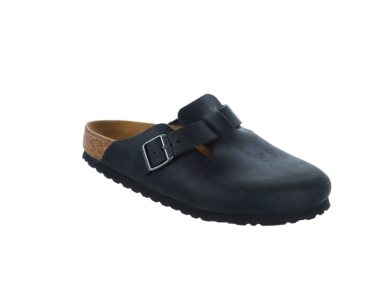 Birkenstock Classic Boston Regular Fit Oiled Leather Black Clogs Birkenstock Classic 