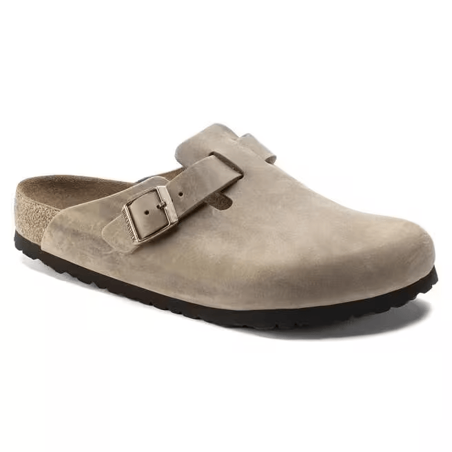 Birkenstock Boston Narrow Fit Natural Leather Tobacco Brown