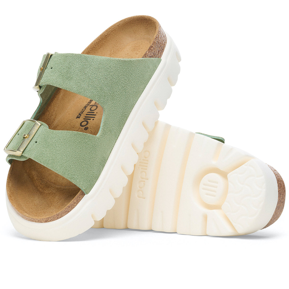 Arizona Chunky Suede Leather Sandals – Green Tea (Narrow Fit)