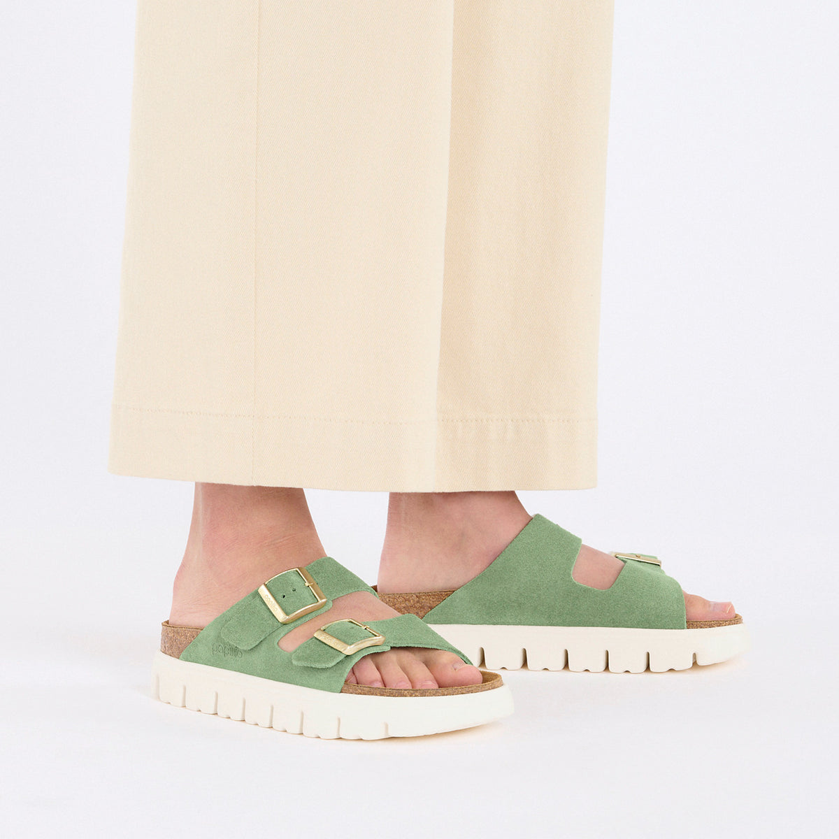 Arizona Chunky Suede Leather Sandals – Green Tea (Narrow Fit)