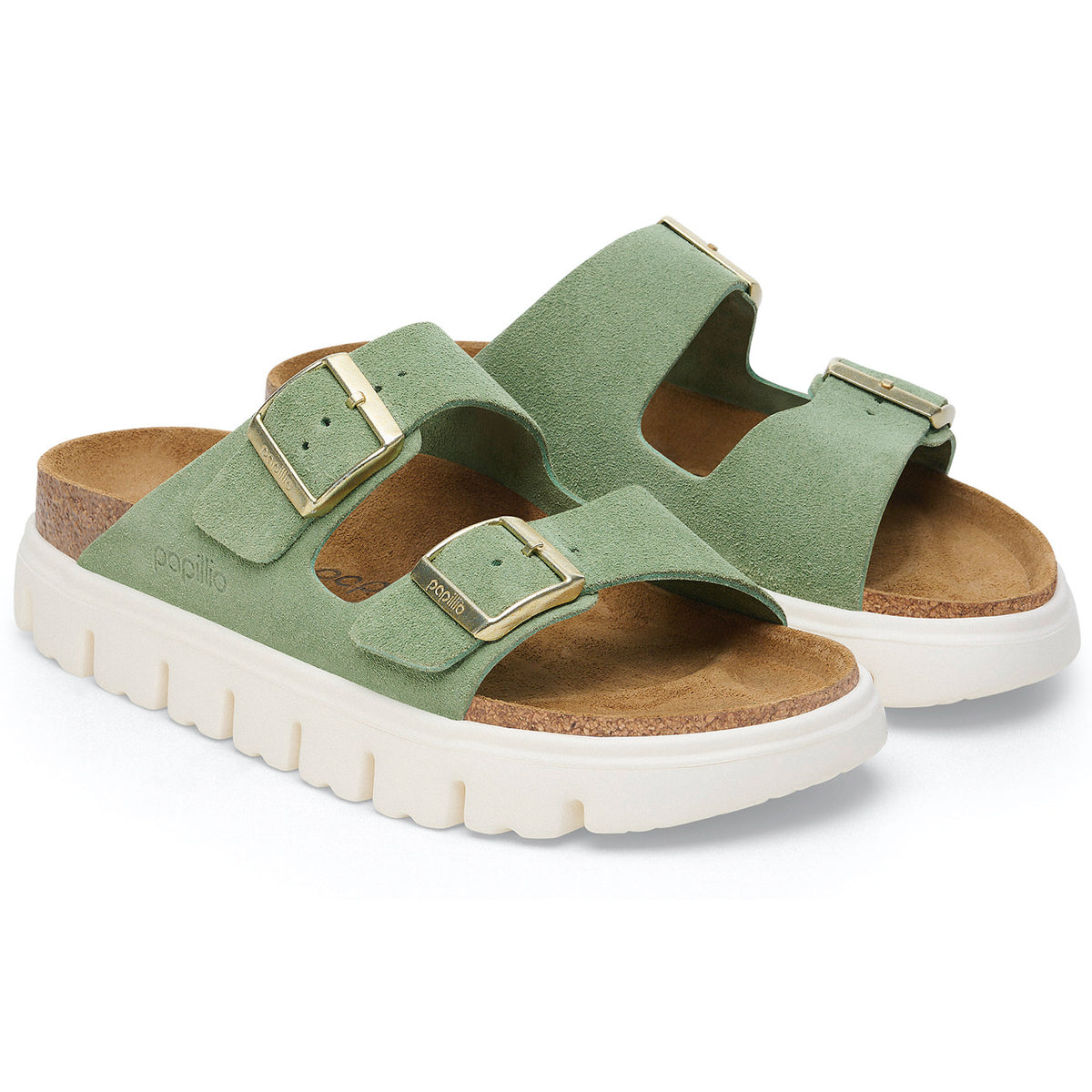 Arizona Chunky Suede Leather Sandals – Green Tea (Narrow Fit)