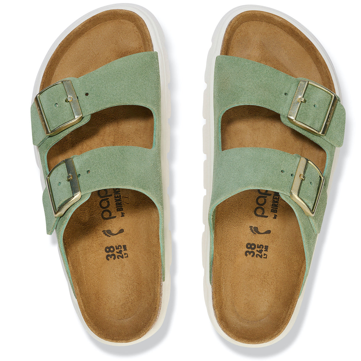 Arizona Chunky Suede Leather Sandals – Green Tea (Narrow Fit)