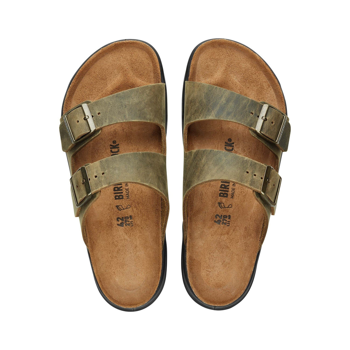 Arizona Cross Town Waxy/Oiled Leather Regular Fit Faded Khaki Sandals Birkenstock Adventure 