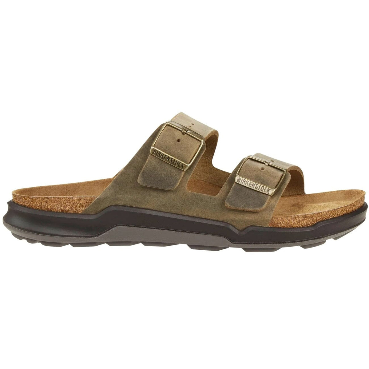 Arizona Cross Town Waxy/Oiled Leather Regular Fit Faded Khaki Sandals Birkenstock Adventure 