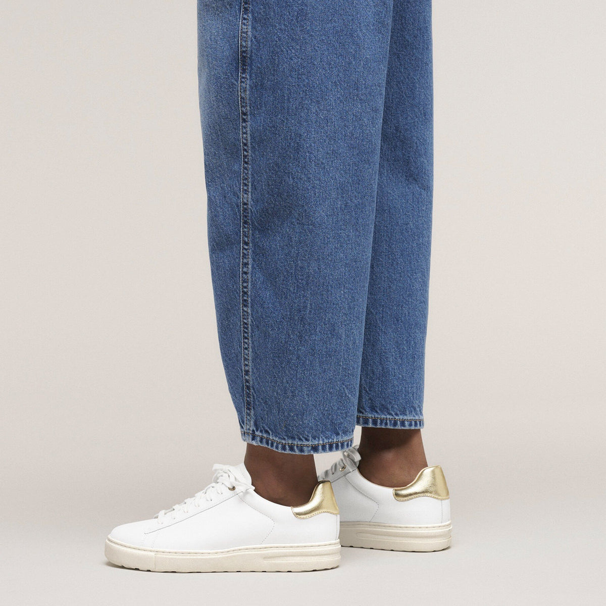 Bend Low Smooth Leather Regular Fit White/Metallic Gold