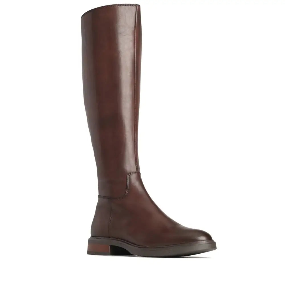 EOS Brown knee-high boot on a white background