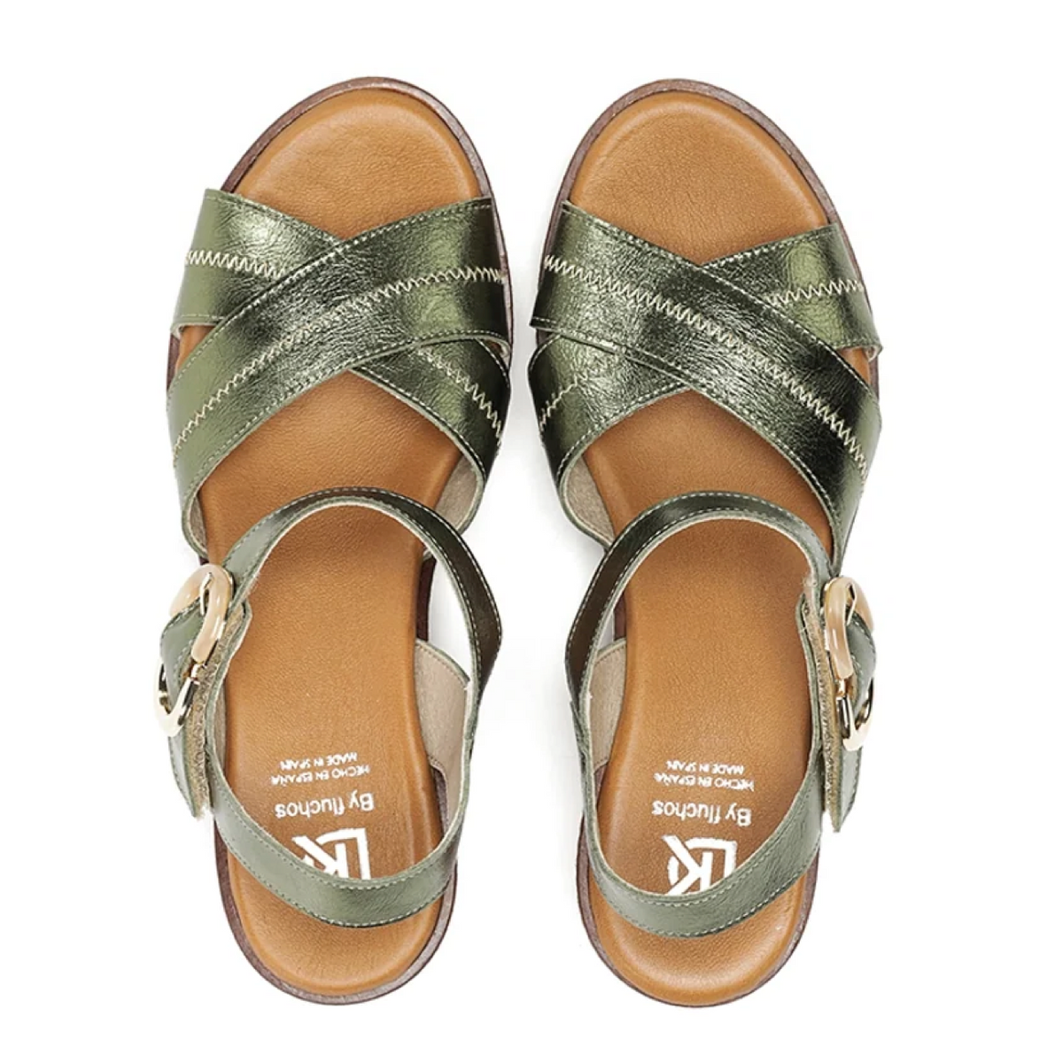 Dorking By Fluchos Nido D9640 Sandals Leather Laminado Oliva