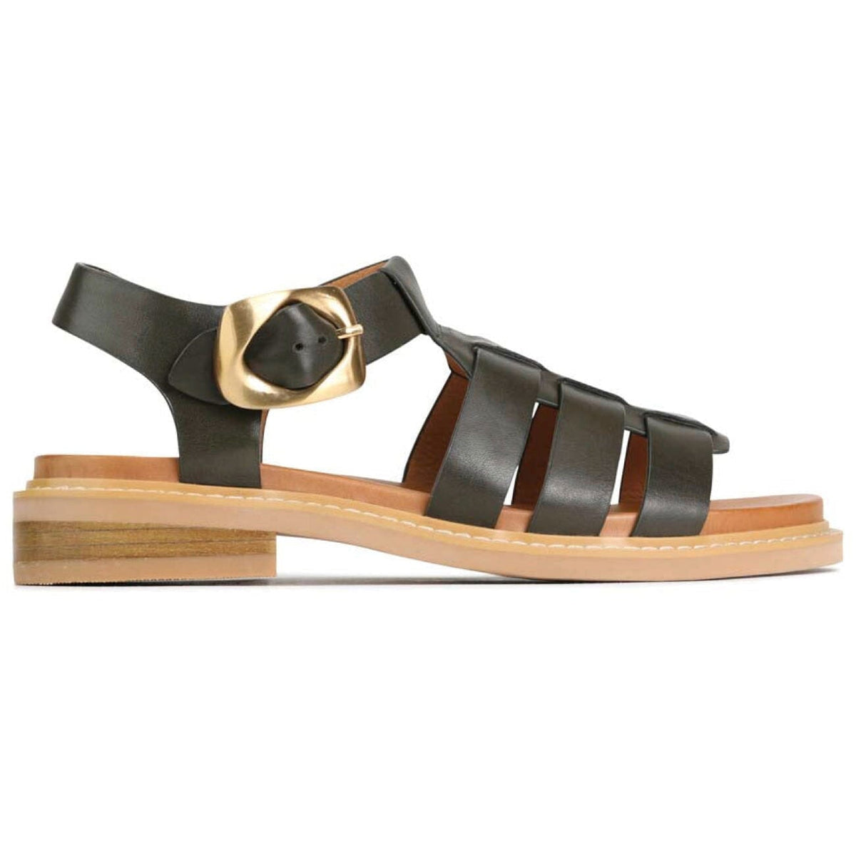 EOS, Ornament, Sandal, Leather, Dark Olive Sandals EOS 