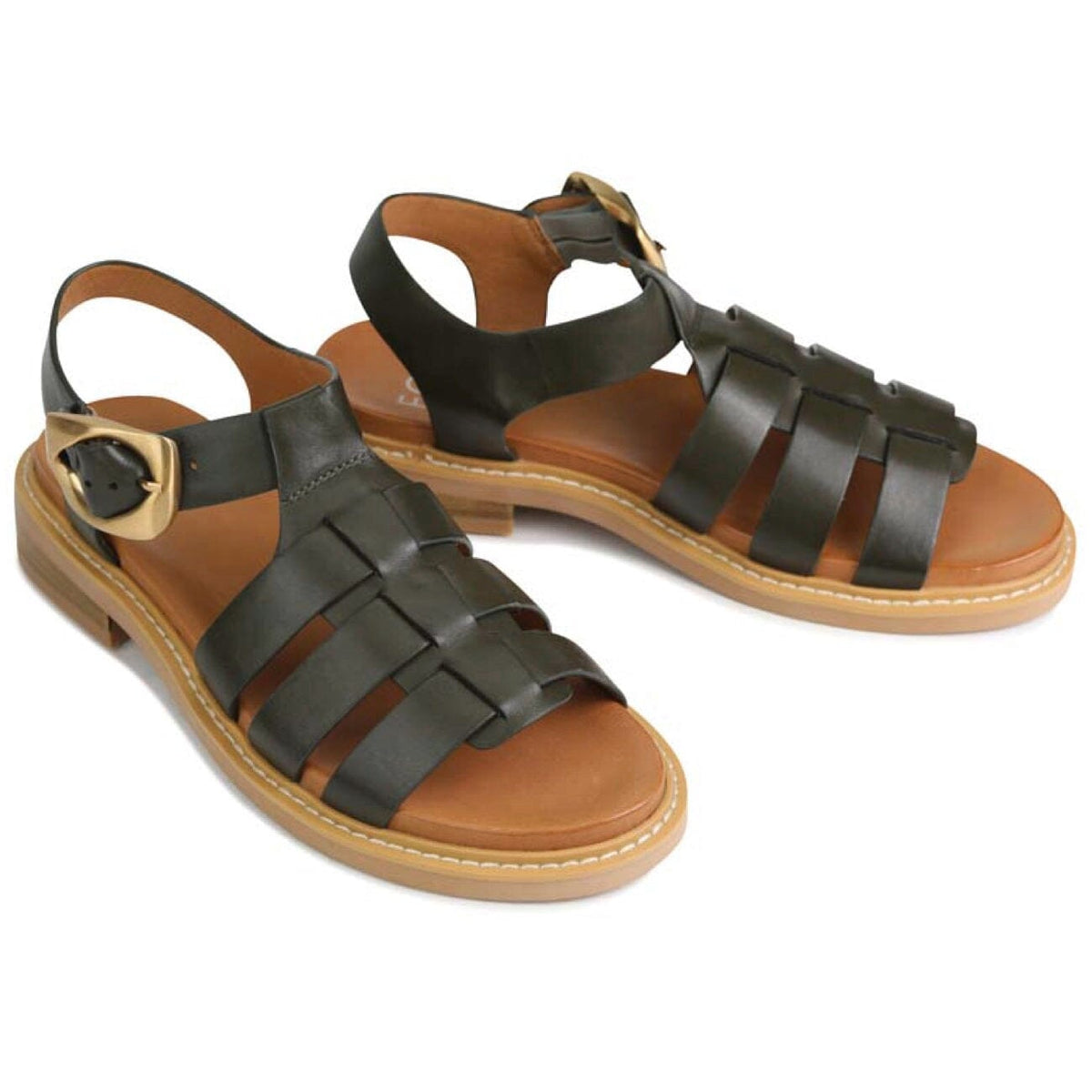 EOS, Ornament, Sandal, Leather, Dark Olive Sandals EOS 