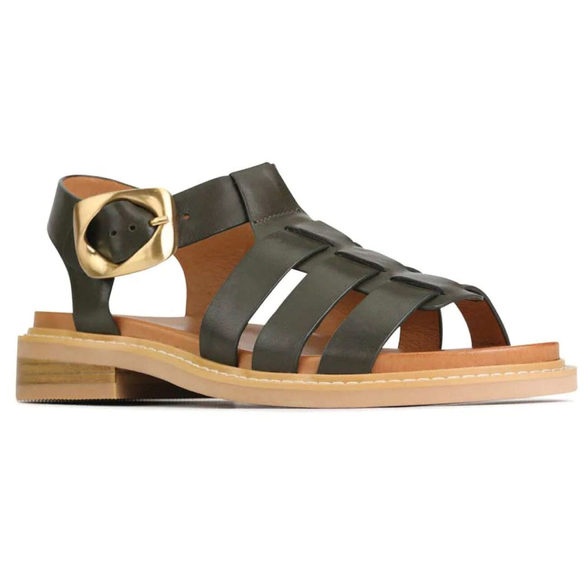 EOS, Ornament, Sandal, Leather, Dark Olive Sandals EOS Dark Olive 37 