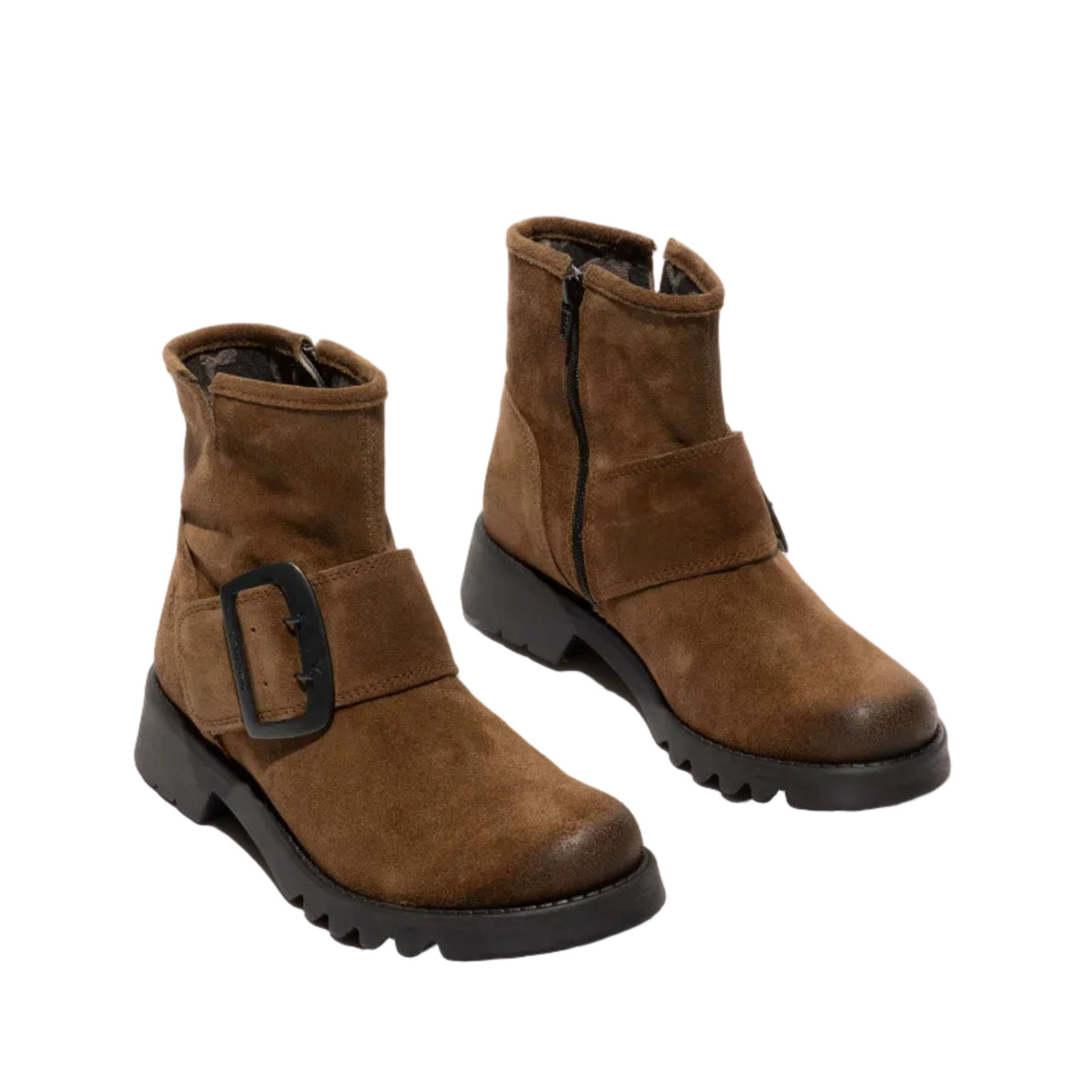 Pair of Fly London brown leather boots at Sole Drifter Hahndorf