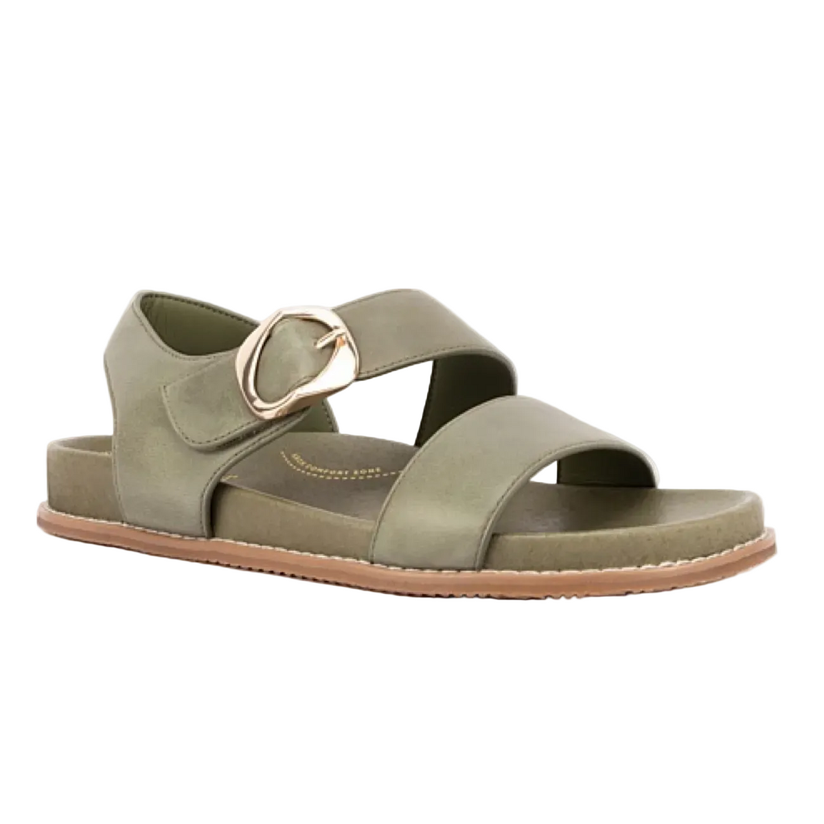 Silver Lining Figtree Leather Sandal W/Velcro closure Olive Khaki