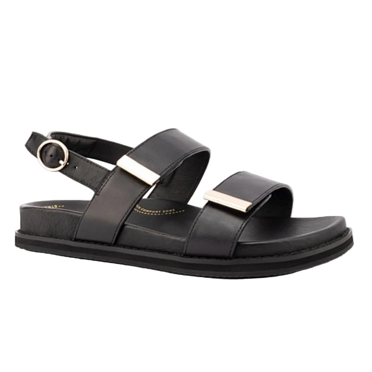 Silver Lining Florin Sling-back Leather Sandal  w/Velcro Closure Black