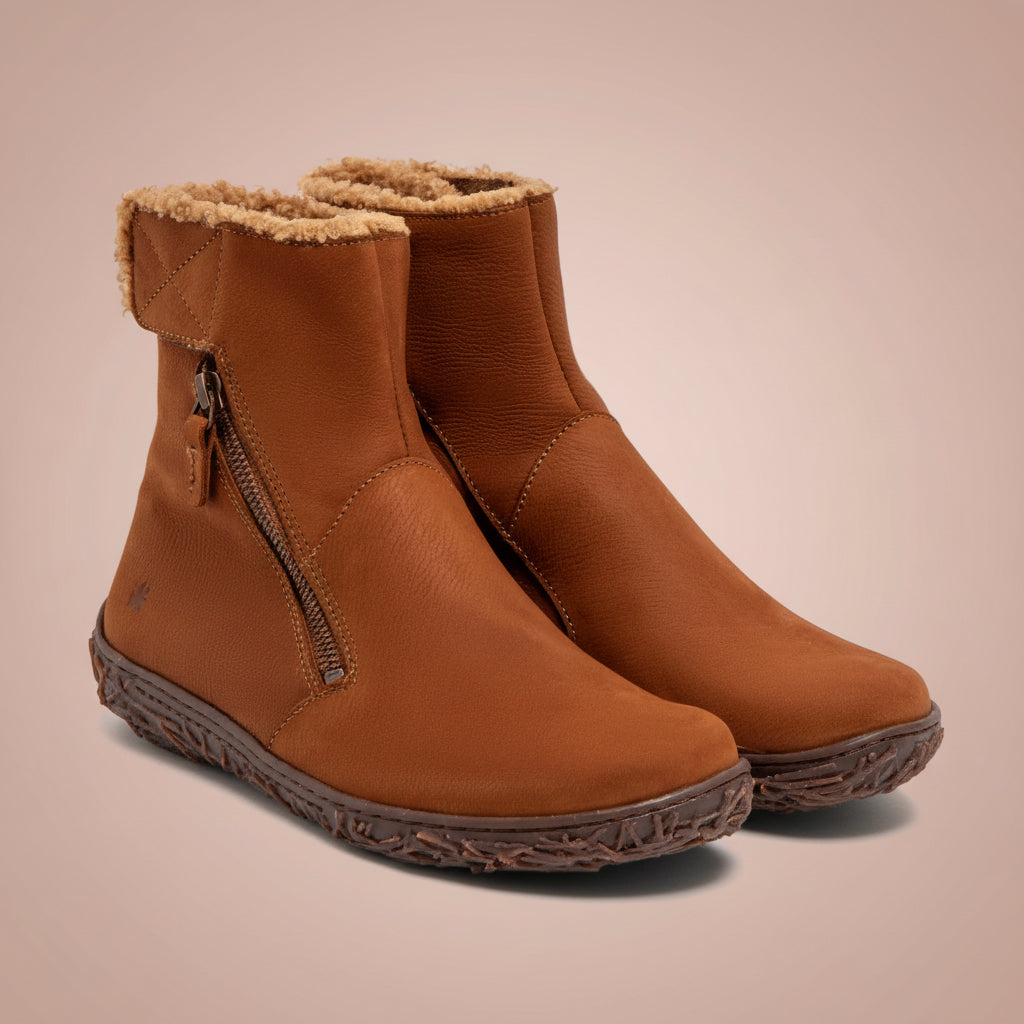 Pair of brown El Naturalista Nido N5457 ankle boots with fur lining at Sole Drifter Hahndorf