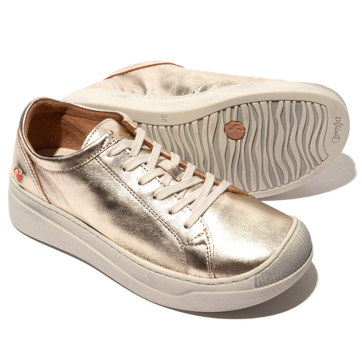 Softinos APOR794SOF Lace Up Shoes Laminato Leather Champagne