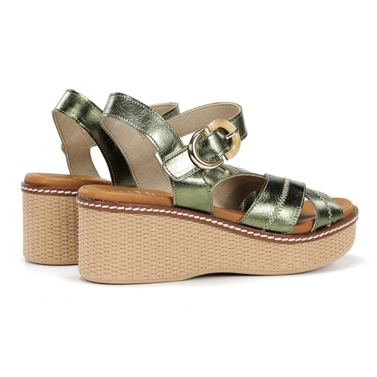 Dorking By Fluchos Nido D9640 Sandals Leather Laminado Oliva