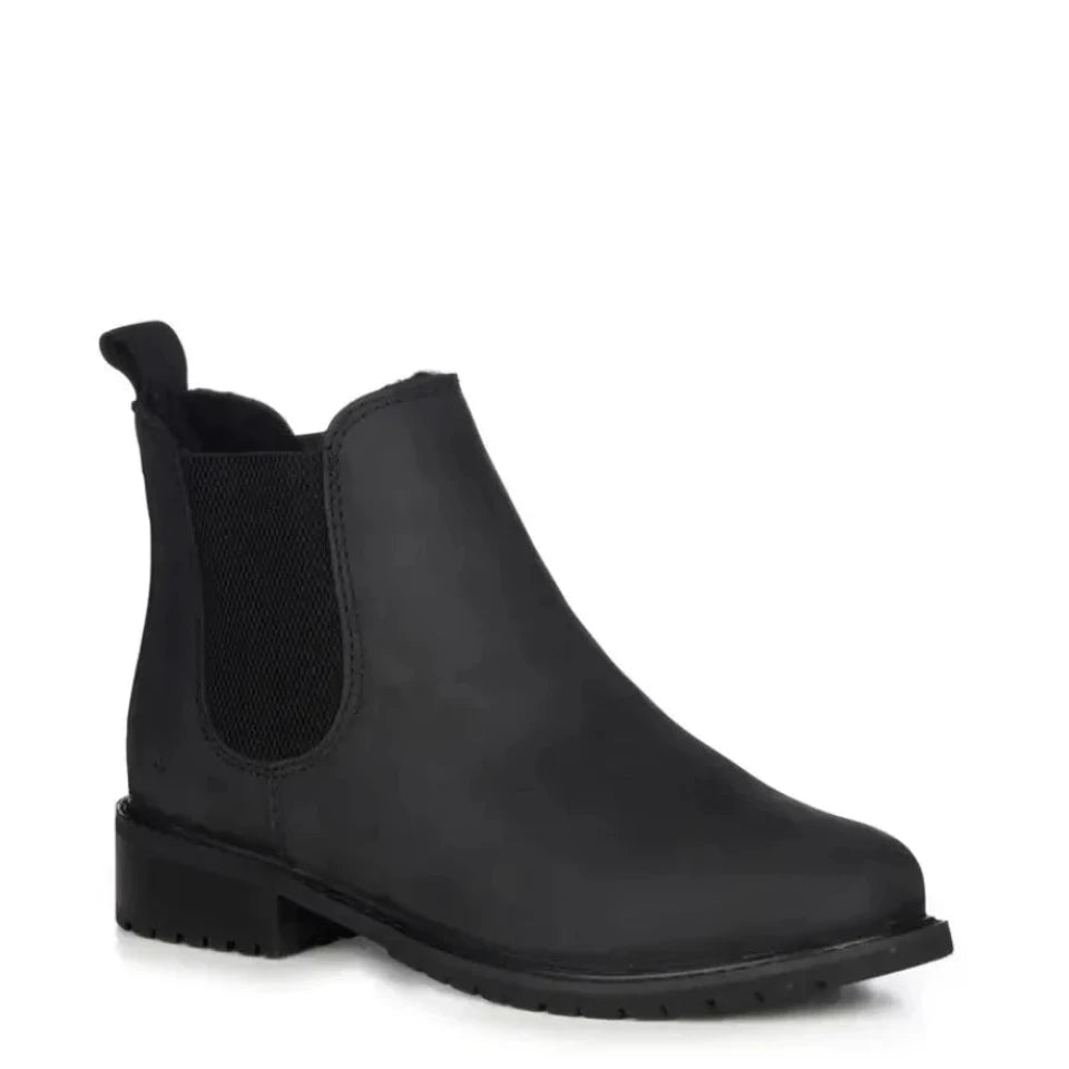 Black Chelsea boot on a white background