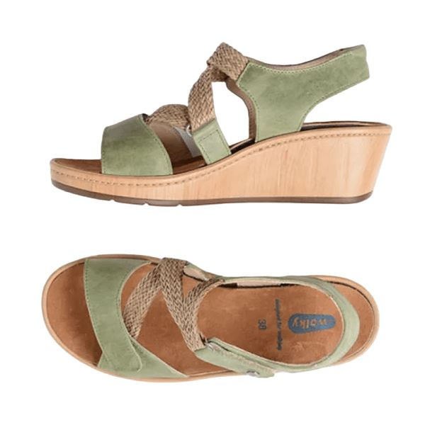 Wolky La Jolla Sandal Leather Olive Sandals Wolky 