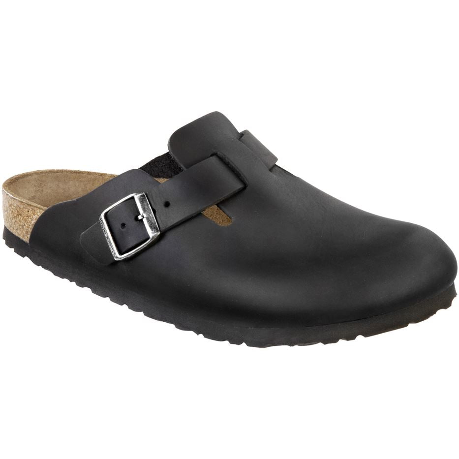 Birkenstock Classic Boston Regular Fit Oiled Leather Black Sole
