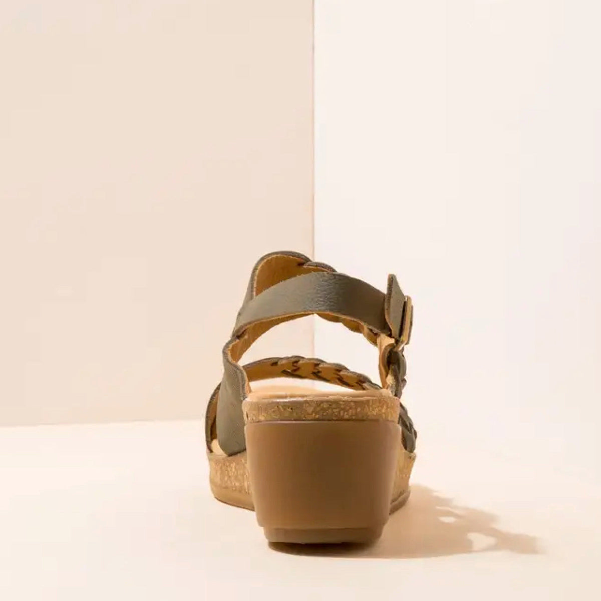 El Naturalista, LEAVES, Wedge Sandal, Natural Grain Leather, Khaki Sandals El Natura Lista 