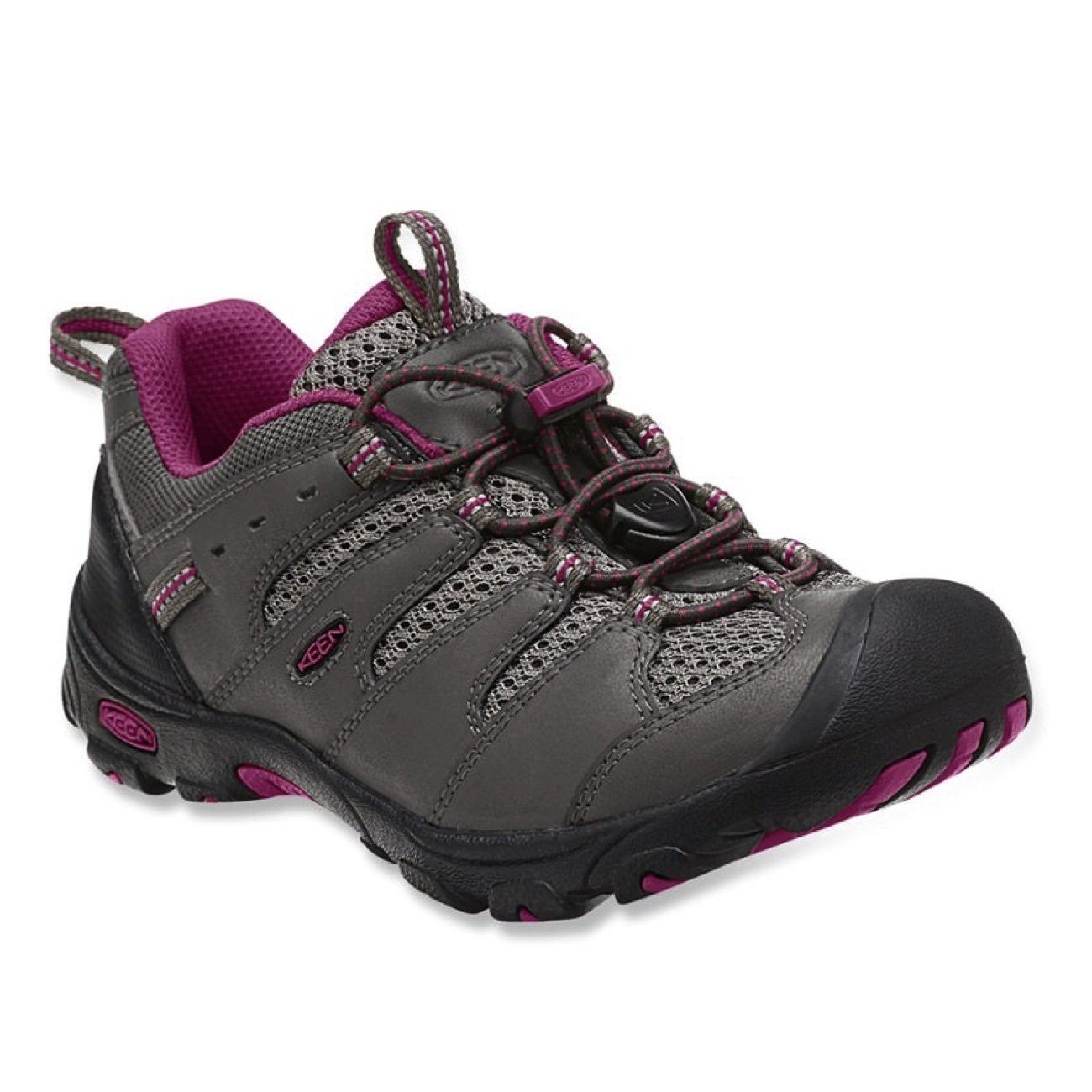 Keen Kids, Koven Low WP, YOUTH, Medium Fit, Waterproof, Leather/Mesh Upper Kids Footwear Keen Magnet/Cerise 4 
