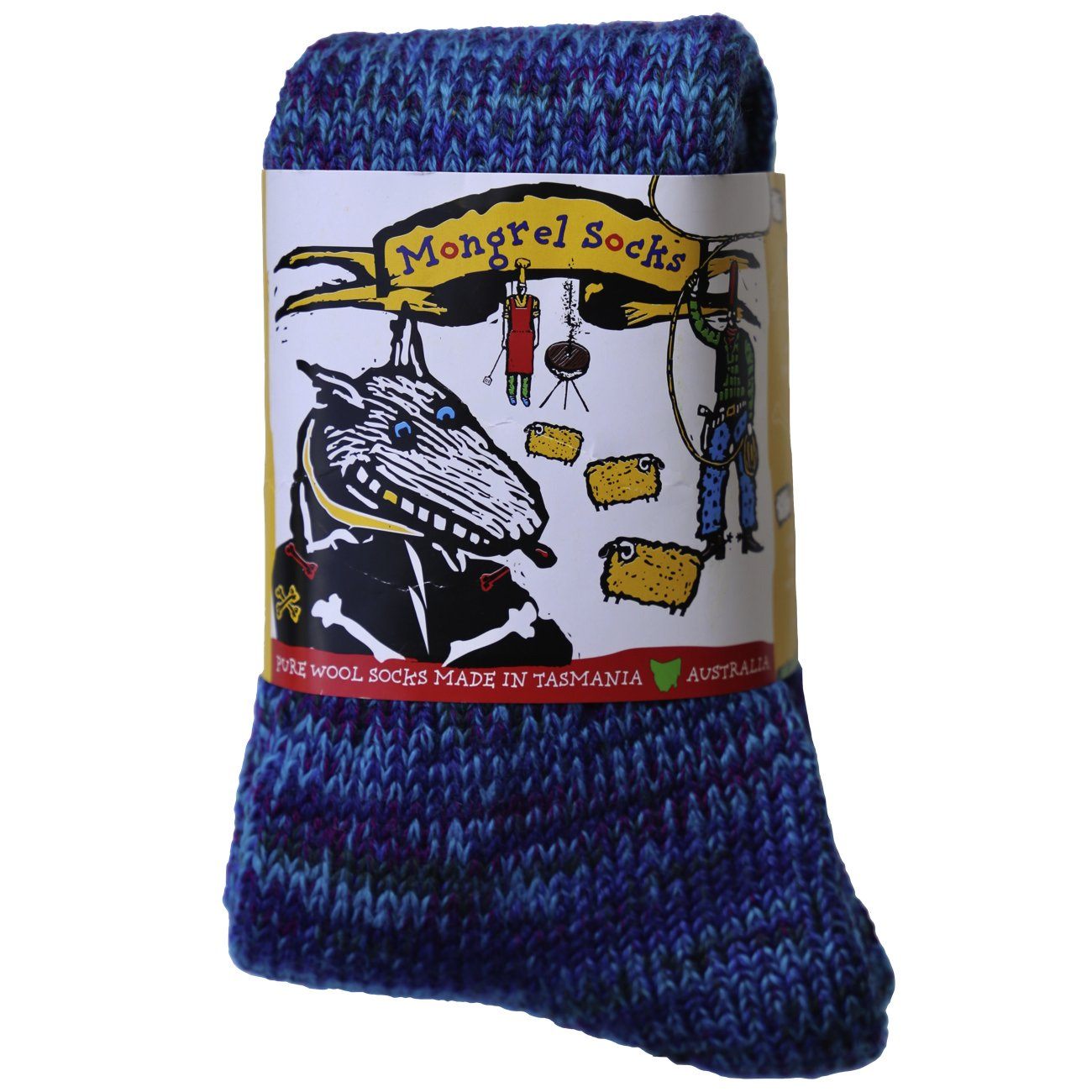 Pure Merino Wool Mongrel Socks, Blue Green Socks Mongrel Socks Blue Green Small 