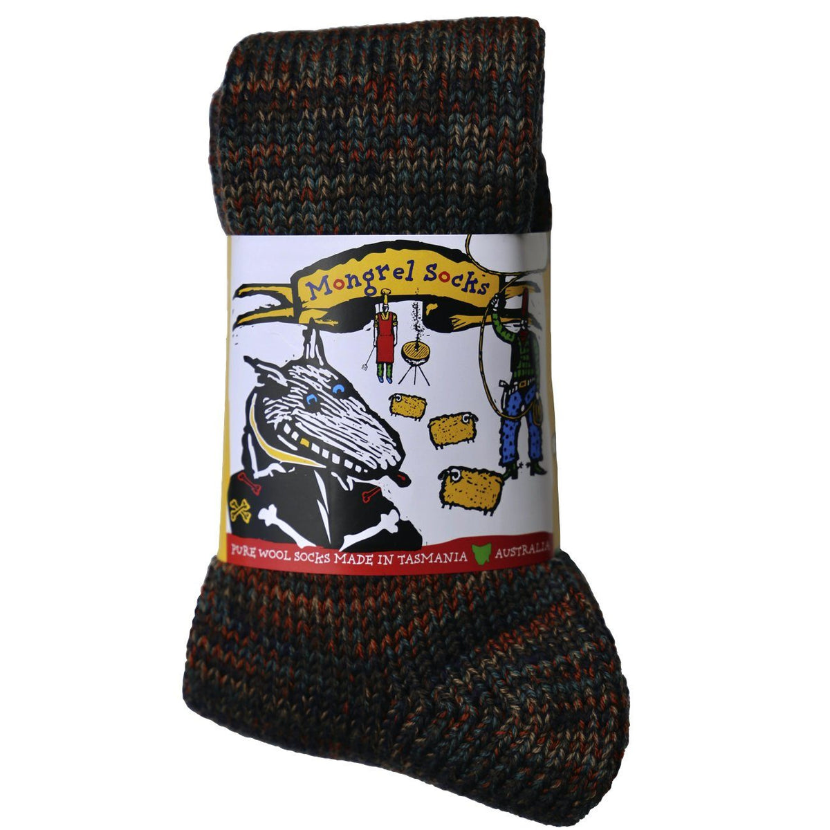 Pure Merino Wool Mongrel Socks, Browny Socks Mongrel Socks Browny Small 