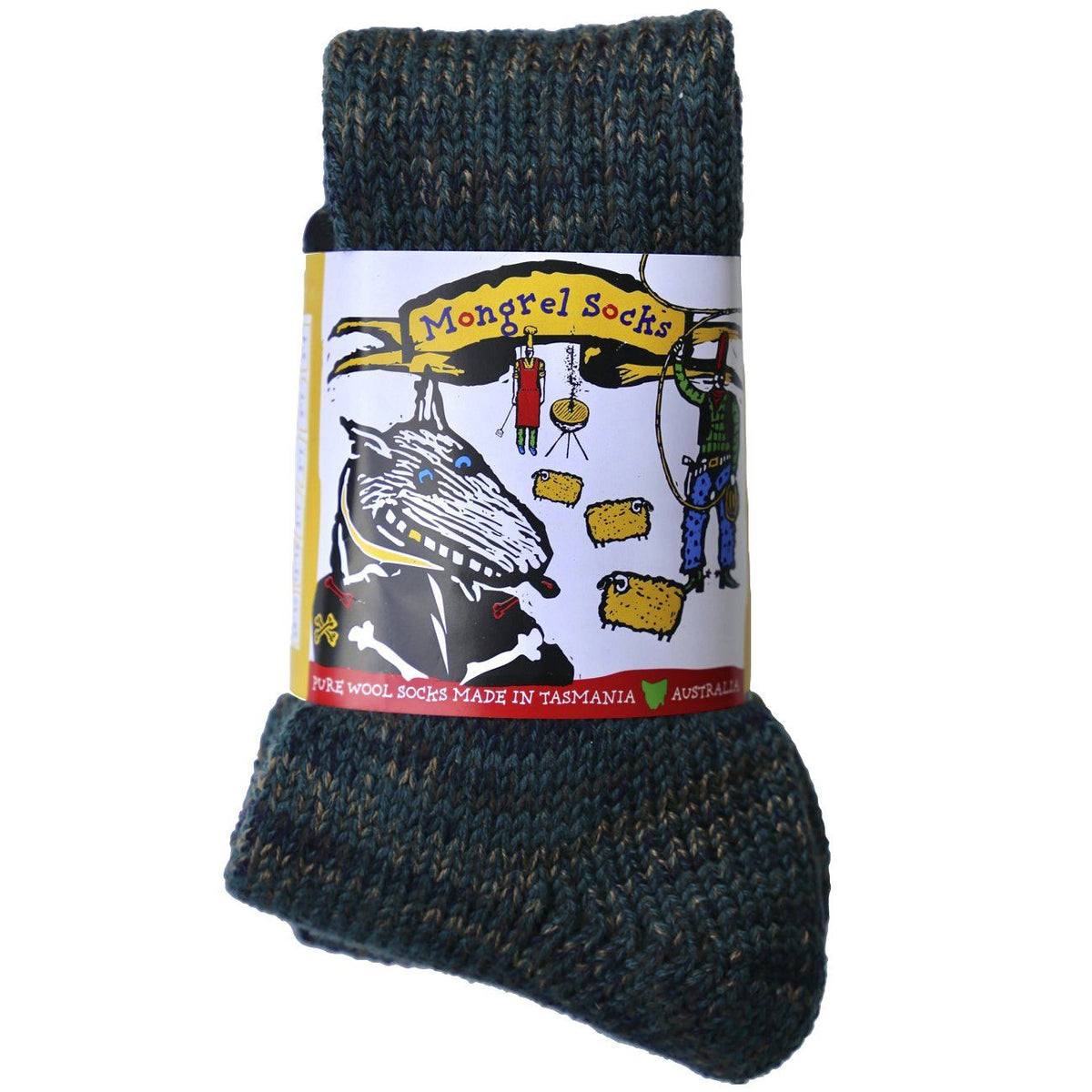 Pure Merino Wool Mongrel Socks, Camo Green Socks Mongrel Socks Camo Green Medium 