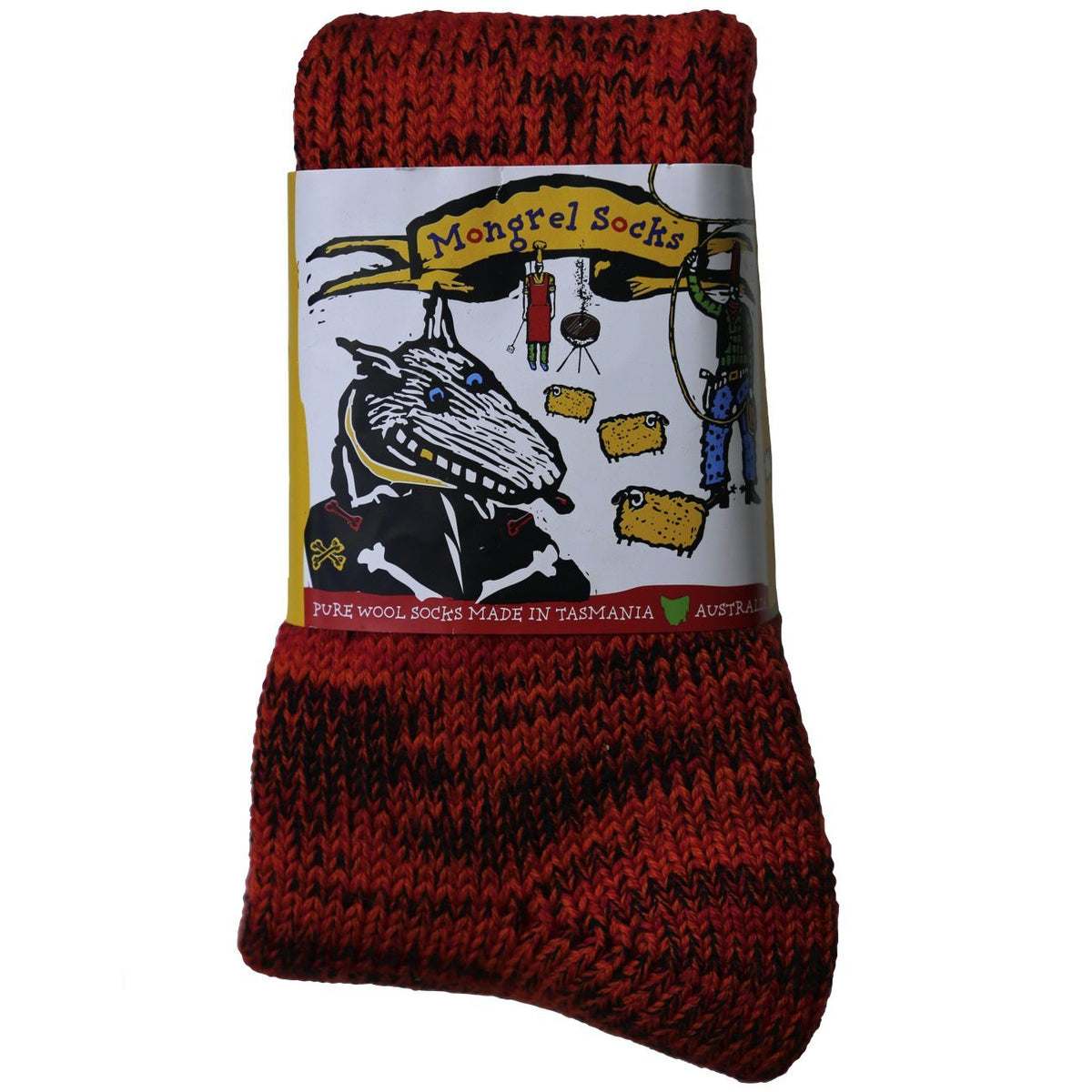 Pure Merino Wool Mongrel Socks, Orange Red Socks Mongrel Socks Orange Red Small 