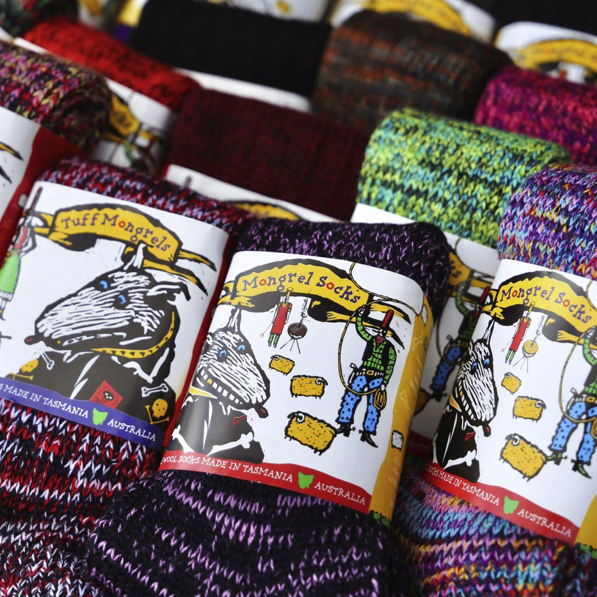 Pure Merino Wool Mongrel Socks, Purple Black Socks Mongrel Socks 