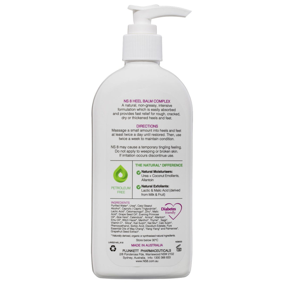 NS-8 Heel Balm Complex, 250ml Pump Skin Care Products Plunkett Heal Balm 