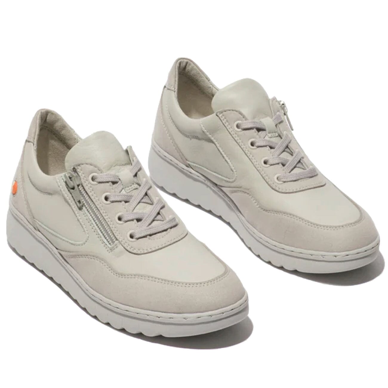 Softinos, Echo700, Laceup Shoe, Supple Leather & Suede, Lt. Grey w/ Lt. Grey Suede Shoes Softinos Lt. Grey w/ Lt. Grey Suede 36 